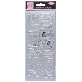 Outline Stickers - Car Collection - Silver