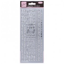 Outline Stickers - New Baby - Silver