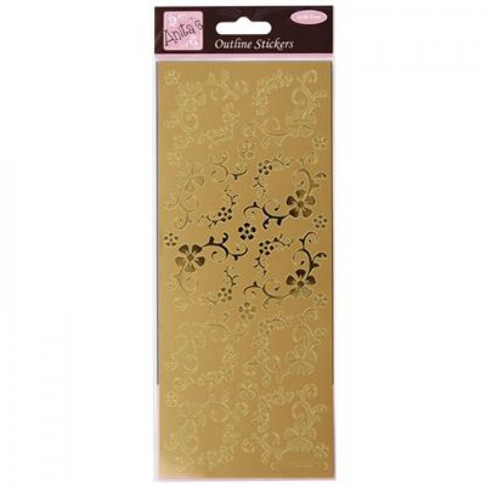 Outline Stickers - Fanciful Floral Corners - Gold