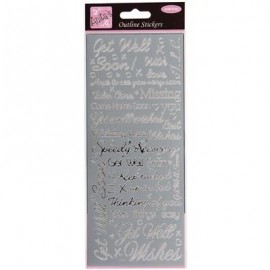 Outline Stickers - Get Well Soon - Silver
