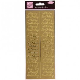Outline Stickers - Birthday Repeated - Gold