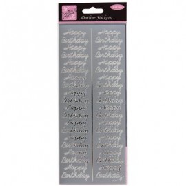 Outline Stickers - Birthday Repeated - Silver