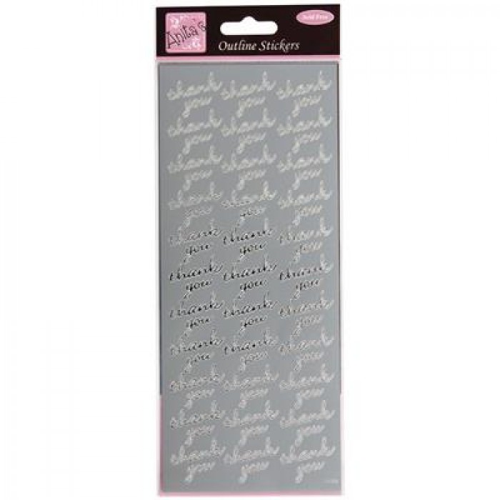 Outline Stickers - Thank You Repeated - Silver