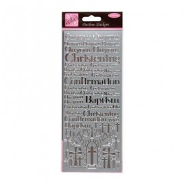 Outline Stickers - Christening &amp; Baptism - Silver