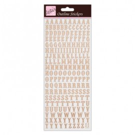 Outline Stickers - Traditional Alphabet - Rose Gold on White