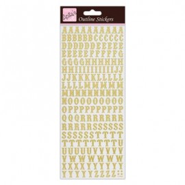 Outline Stickers - Traditional Alphabet - Gold on White