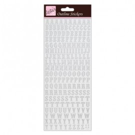 Outline Stickers - Traditional Alphabet - Silver on White