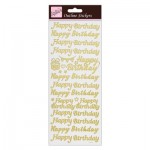 Outline Stickers - Happy Birthday - Gold on White