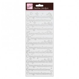 Outline Stickers - Congratulations - Silver on White