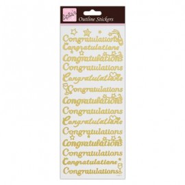 Outline Stickers - Congratulations - Gold on White