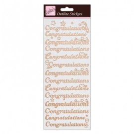 Outline Stickers - Congratulations - Rose Gold on White