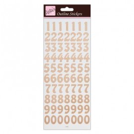 Outline Stickers - Large Numbers - Rose Gold on White