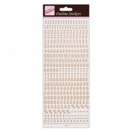 Outline Stickers - Small Numbers - Rose Gold on White