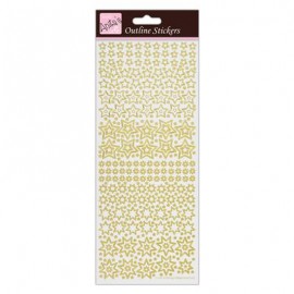 Outline Stickers - Sparkling Stars - Gold on White
