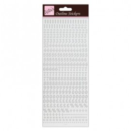 Outline Stickers - Small Numbers - Silver on White