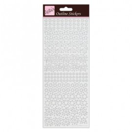 Outline Stickers - Sparkling Stars - Silver on White