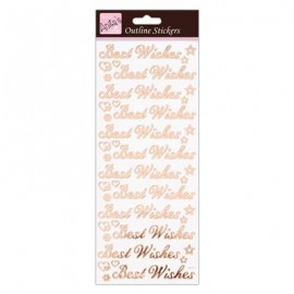 Outline Stickers - Best Wishes - Rose Gold On White