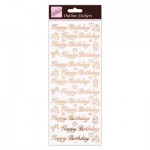 Outline Stickers - Happy Birthday - Rose Gold On White