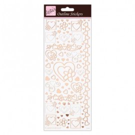 Outline Stickers - Hearts - Rose Gold On White