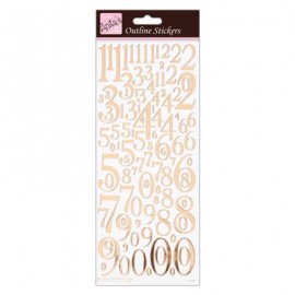 Outline Stickers - Mixed Numbers - Rose Gold On White