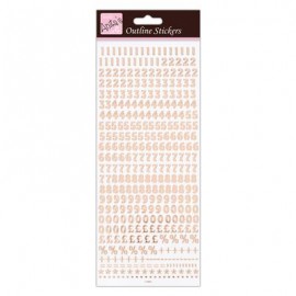 Outline Stickers - Small Numbers - Rose Gold On White
