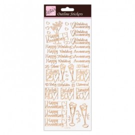 Outline Stickers - Wedding Anniversary - Rose Gold On White