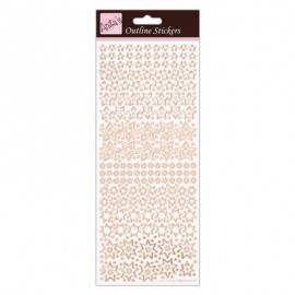 Outline Stickers - Sparkling Stars - Rose Gold On White