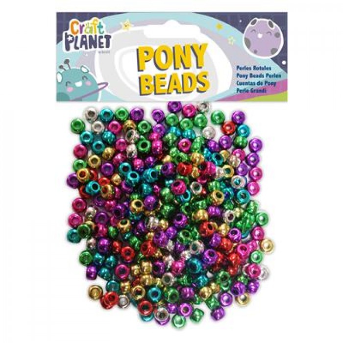 Pony Beads Metallic (300pcs 80g) - Assorted Colours