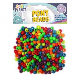 Pony Beads (500pcs 140g) - Bright Neon Colours