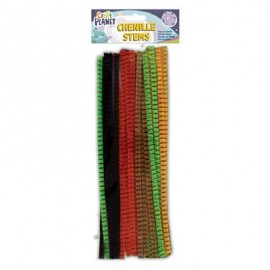 Chenille Striped Stems (20pk) - 5 Assorted Colours