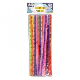 Chenille Striped Stems 300mm (50pk) - 10 Assorted Colours