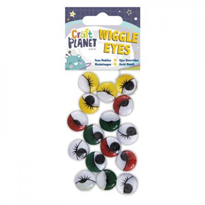 Wiggle Eyes (16pcs) Round - Assorted Colours (15mm)