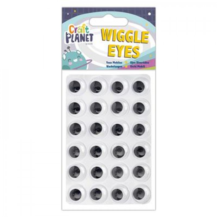 Wiggle Eyes (24pcs) Round Sticky Back - Black &amp; White (15mm)