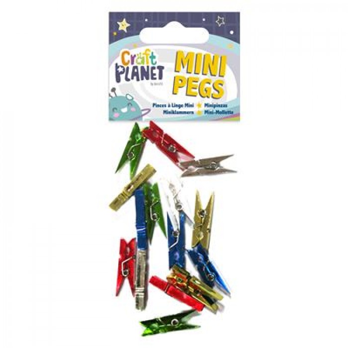 Mini Pegs Metallic (15pcs) - Blue Gold Green Red and Silver