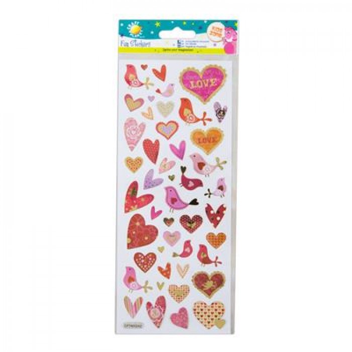 Fun Stickers - Hearts &amp; Birds