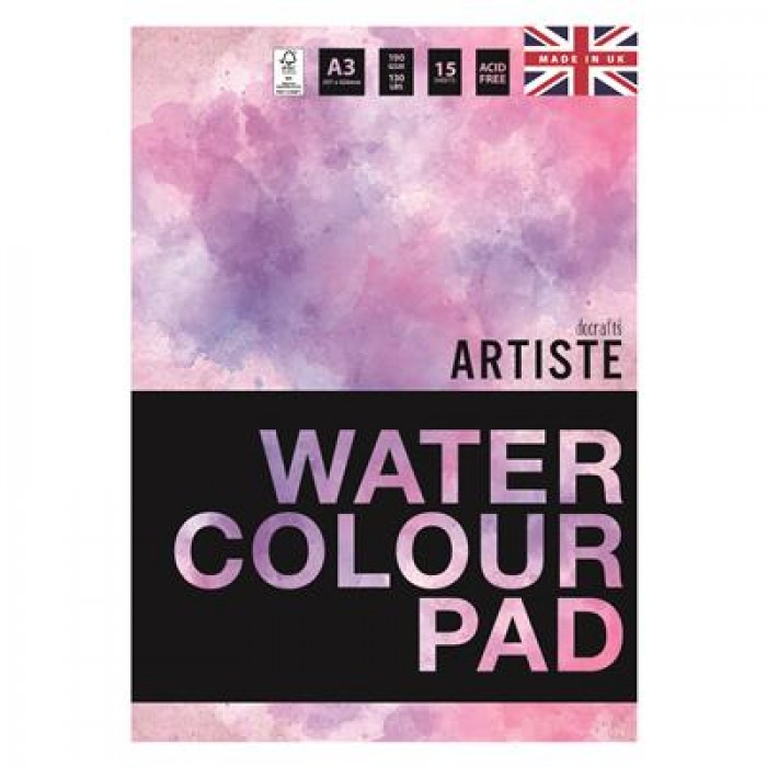 Artiste Watercolour Pad A3 190gsm 15 Sheets