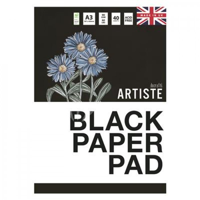 A3 Black Paper Pad 90gsm 40 Sheets