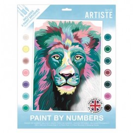 Paint By Numbers - Courageous Lion - 14 colours, 3 brushes