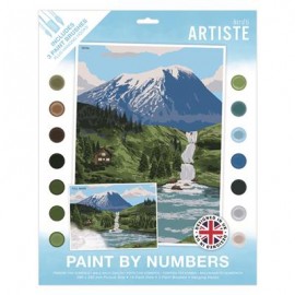 Paint By Numbers - Mountain Waterfall - 14 colours, 3 brushes
