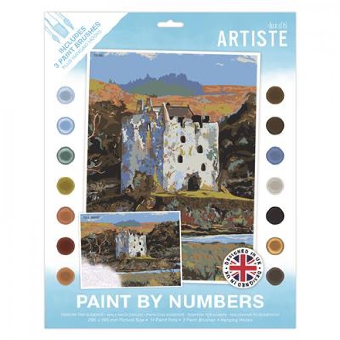 Paint By Numbers - Highland Castle - 14 colours, 3 brushes