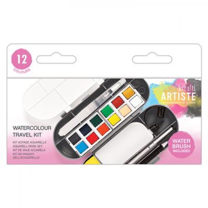 Watercolour Travel Kit - 12 col with accessories