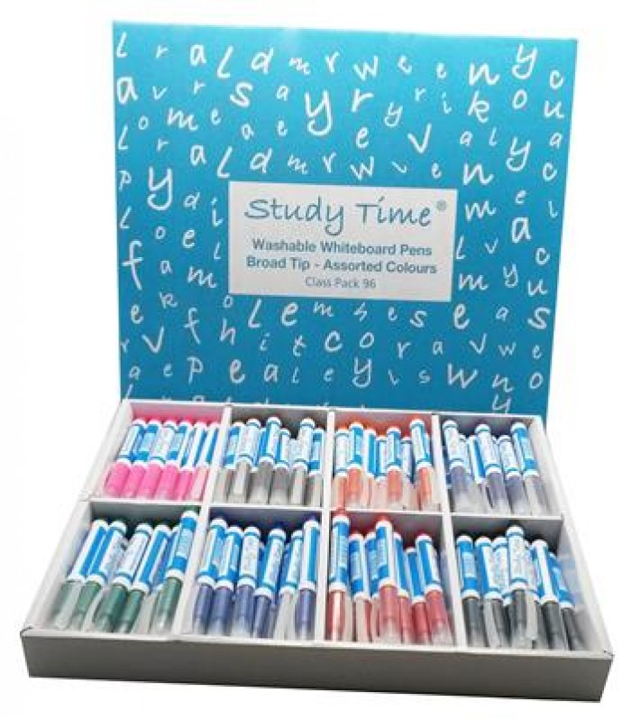 Washable Whiteboard Marker Broad Tip Classpack of 96 Assorted