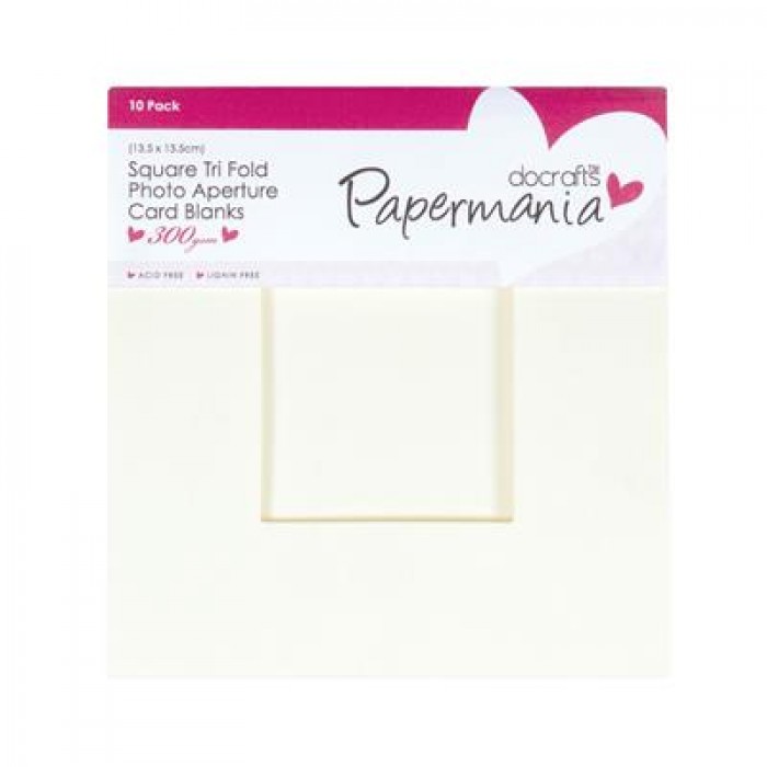 Square Aperture Cards/Envelopes Tri Fold Window 13.5 x 13.5cm (10pk 300gsm) - Cream