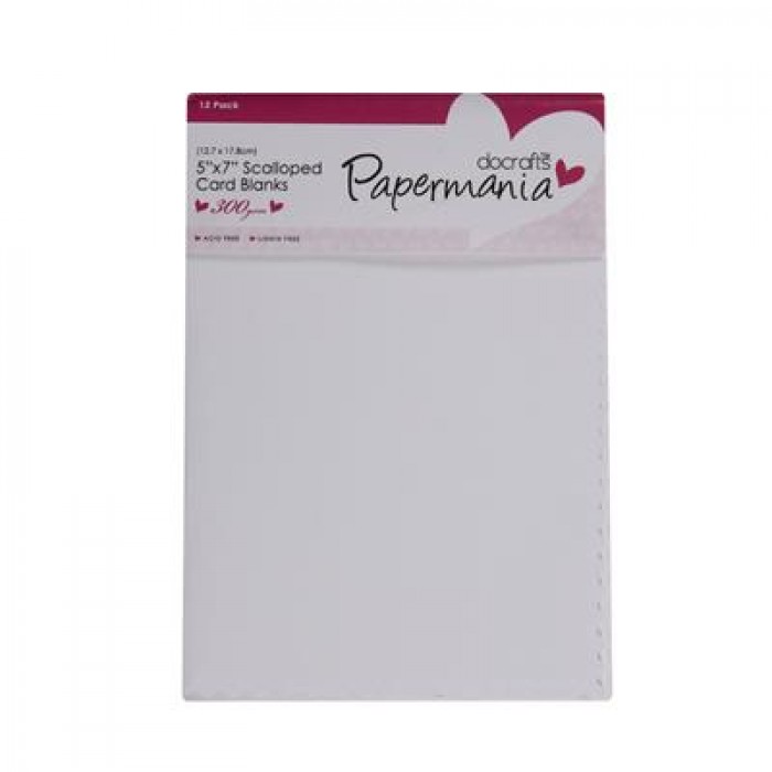 5 x 7 Cards/Envelopes Scalloped (12pk 300gsm) - White