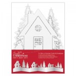 Create Christmas Die-cut Scene Card &amp; Envelope (3pcs) White Kraft