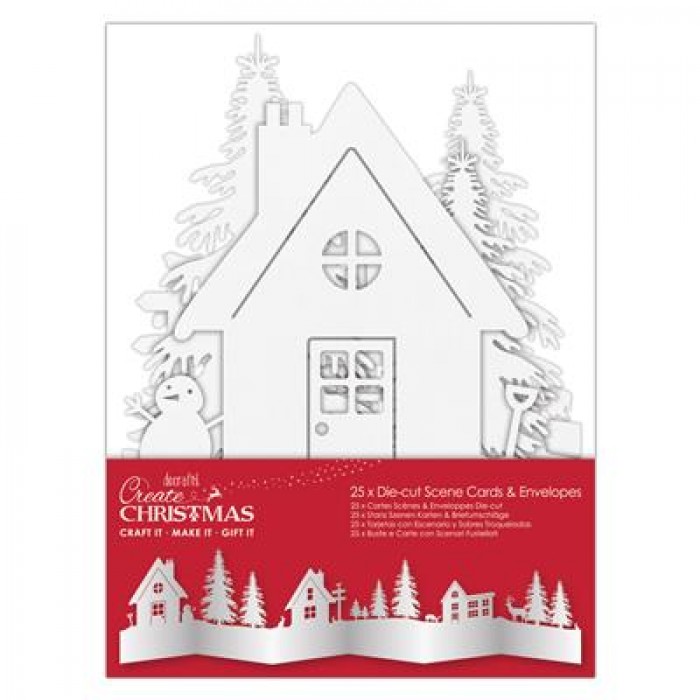 Create Christmas Die-cut Scene Card &amp; Envelope (25pcs) White