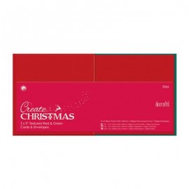 Square Cards & Envelopes Textured (50pk 240gsm) - Red & Green