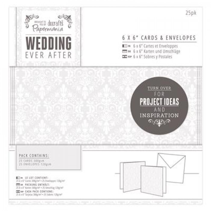 6 x 6&quot; Cards &amp; Envelopes (25pk) - Wedding - Damask