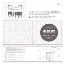 6 x 6" Gatefold Cards & Envelopes (25pk) - Wedding - Damask