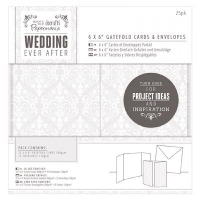 6 x 6&quot; Gatefold Cards &amp; Envelopes (25pk) - Wedding - Damask